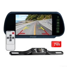 7" Car Rear View Mirror Monitor Remote 9 LED Backup Camera License Plate Night