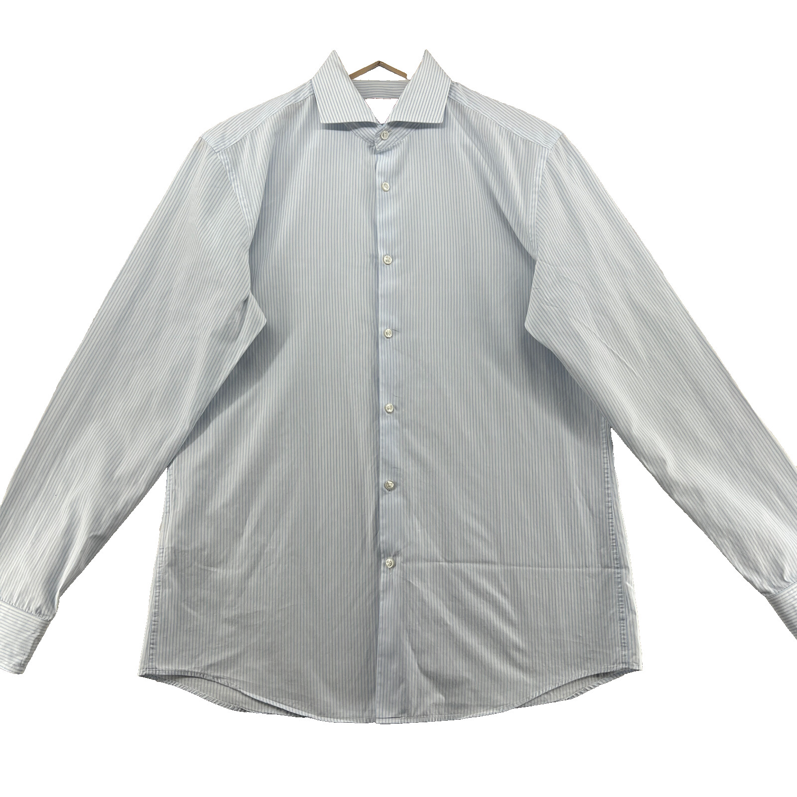 Hugo Boss Slim Fit Men's 16 White Stripe Long Sleeve Dress Shirt