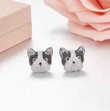 3 Ct Round Cut Simulated Diamond Dog Shape Stud Earrings 14k White Gold Finish