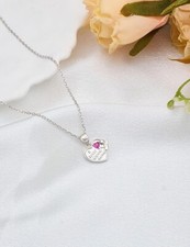 Solid 925 Sterling Silver I Love You Mom Heart Pendant Necklace w/Zircon NWOB