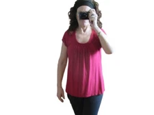 Marks & Spencer dark red T with smocking detail size 12 NWOT