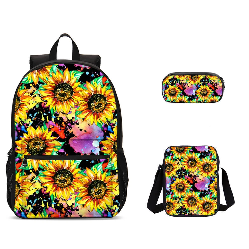 Sunflower Floral Backpack Set, Back to School Gift for Kid