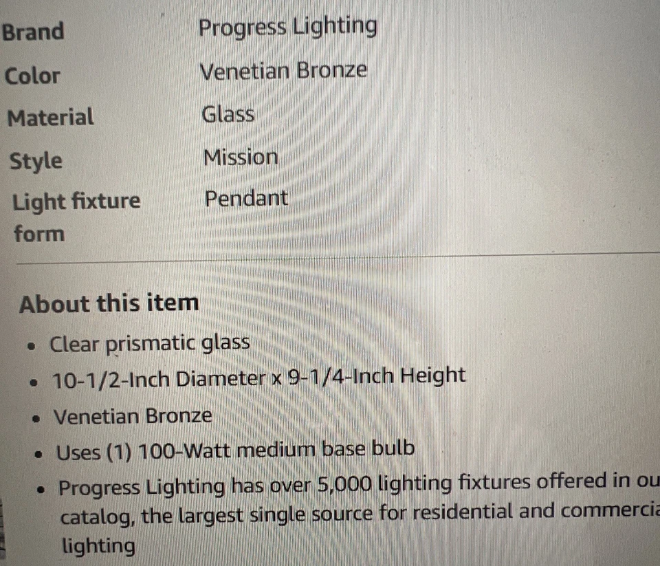 Colgante Progress Lighting P5026-74 Archie One Light bronce veneciano Foto 3 de 3