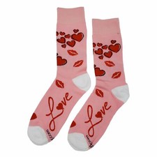 NWT Love Dress Socks Novelty Men 8-12 Pink Crazy Fun Sockfly