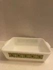 Vintage Pyrex  White With GreenVerde Design Casserole Dish #0503 1 1/2 Qt No Lid