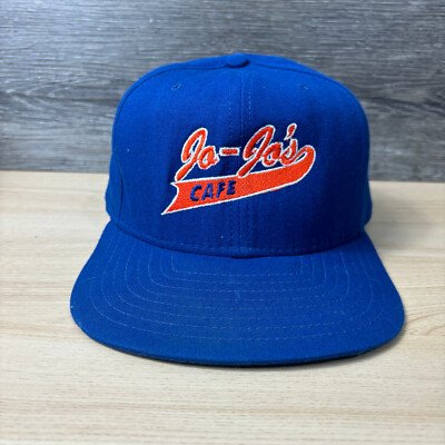 Vintage Jo Jos Cafe Hat Cap Snapback Blue New Era USA Made Adjustable