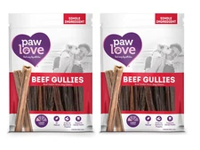 2 bags Paw Love All Natural Beef Gullies dog chew treats
