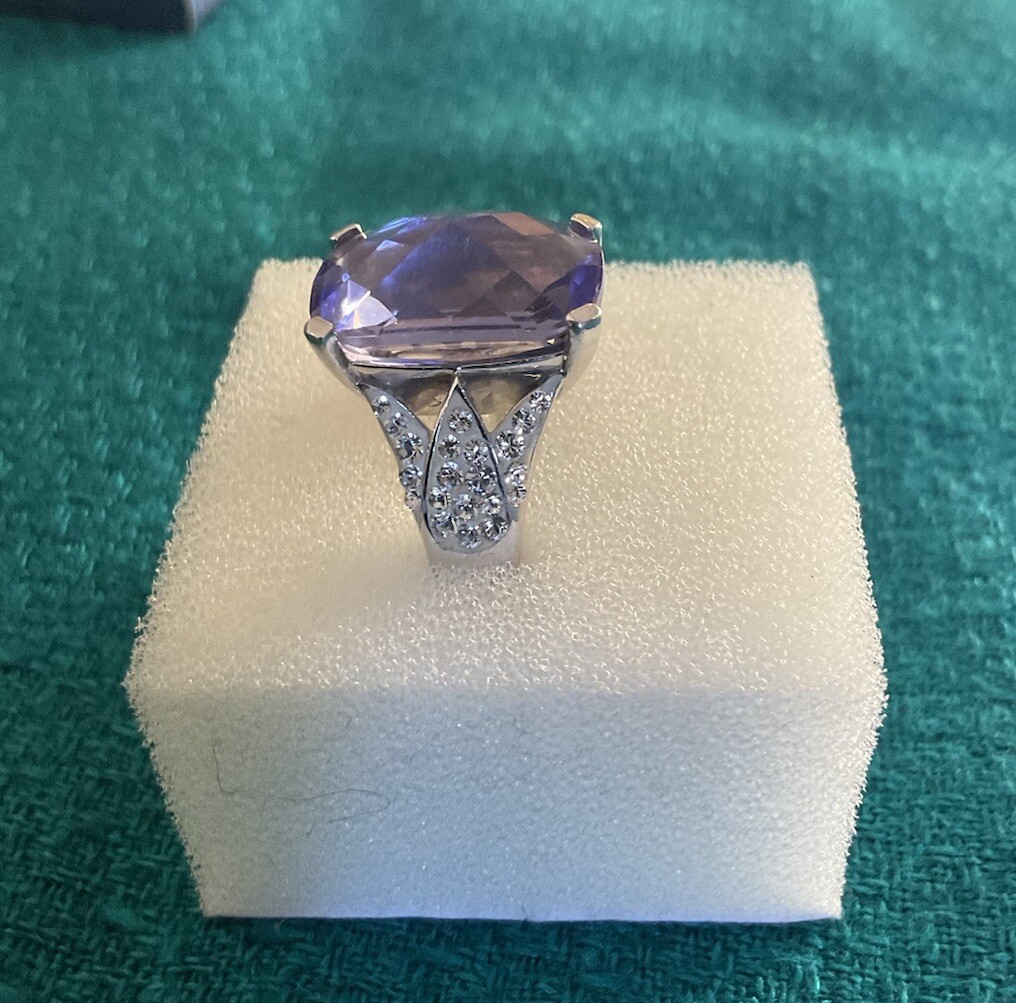 Statement  Sterling Silver And Amethyst Ring - image 1