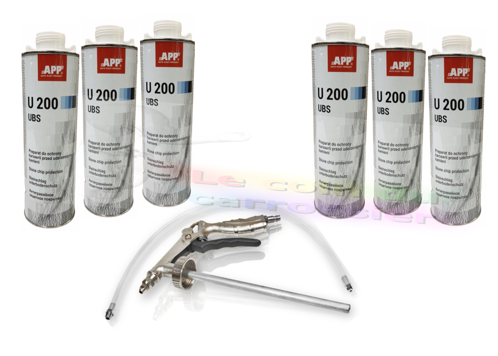 Anti-gravillons blanc U200 protection carrosserie auto blackson pistolet pack de 6
