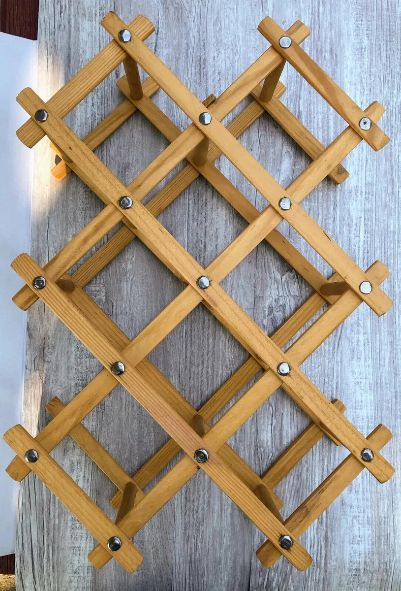 Collapsible Wooden Wine Rack Towel Holder Plant Display Boho