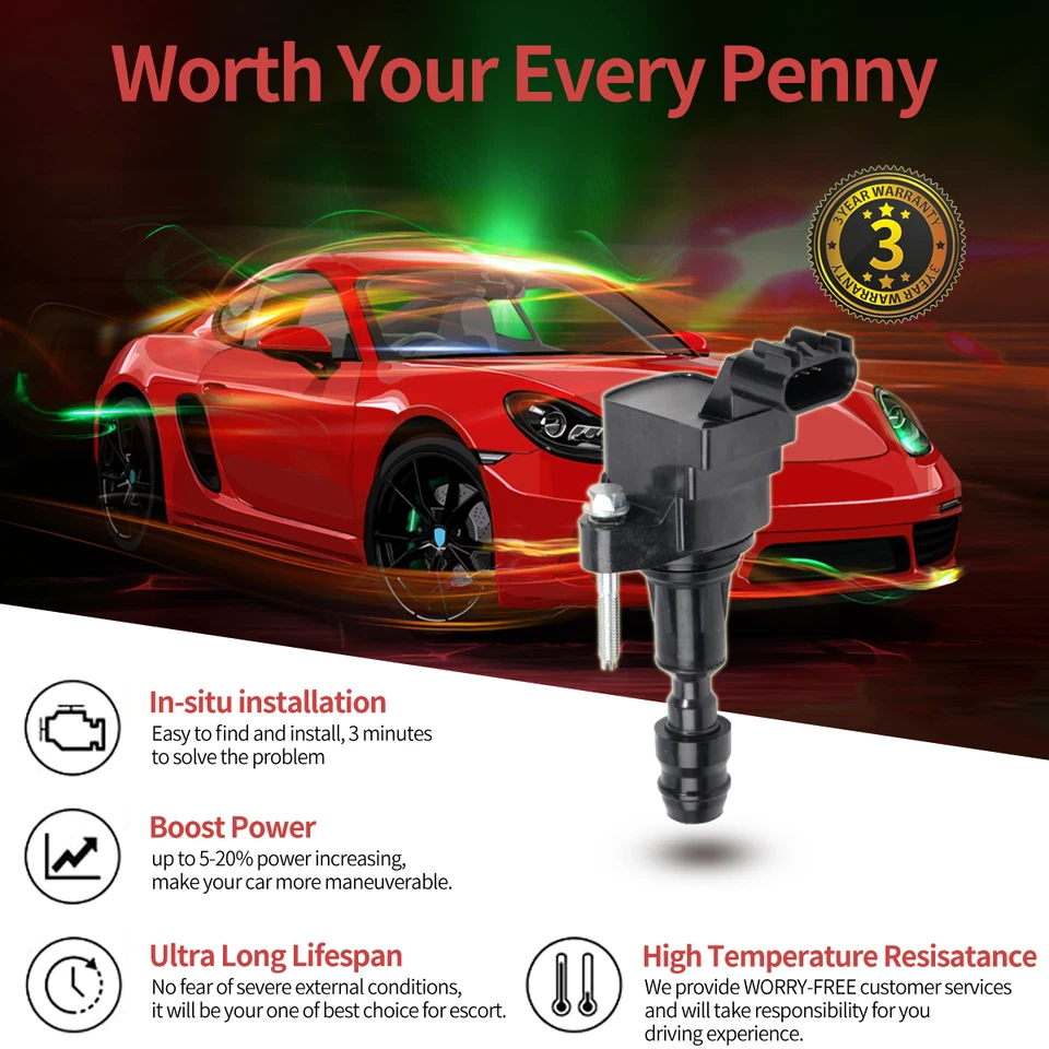 ✅ Ignition Coil + Spark Plug For Chevy Equinox Buick Regal Saturn GMC 2.4L UF491 — 第 3/4 张图片