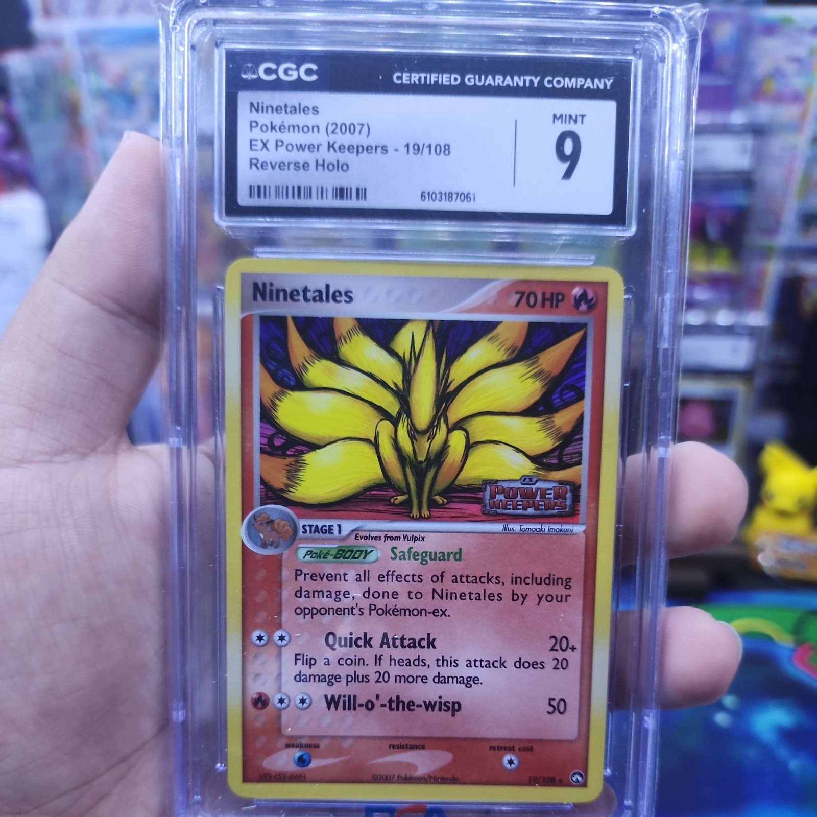 2007 POKEMON POWER KEEPERS NINETALES #19/108 RARE REVERSE HOLO FOIL CGC 9