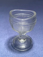 Clear Glass 8 Paneled Stippled Eye Wash Cup, Marked "M" and "20"