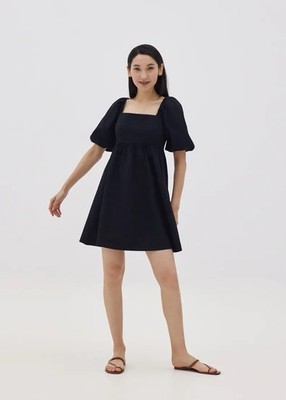 LOVE BONITO Vayda Puff Sleeve Babydoll Dress Black In size XXS NWT