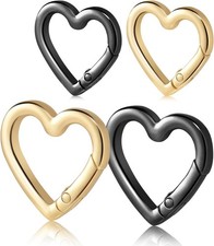 4 Pcs Heart Gold Silver Tone Keychain Clips Carabiner Clasps for DIY Crafts