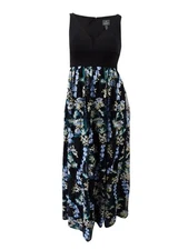 Adrianna Papell Women's Embroidered Mesh Gown (4, Blue Multi) 191937094511