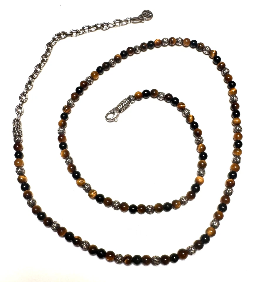 Collar John Hardy Plata Esterlina Clásico Cadena Ojo de Tigre Cuentas - 20-24" Foto 2 de 4