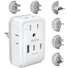 Universal Travel Adapter Kit, International Power white gray