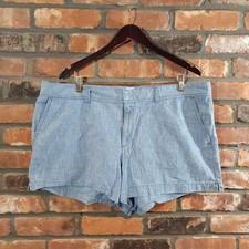 Gap 3" Flat Front Chambray City Chino Shorts Summer Casual Preppy Women's 18