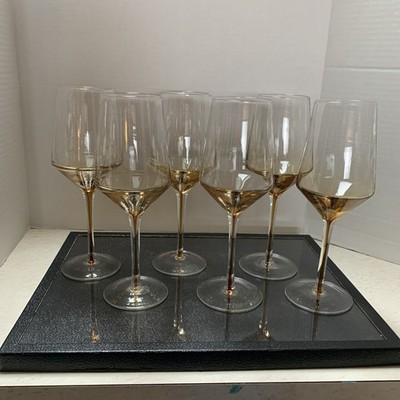 Beautiful Set Of 6 Amber Smoke Wine Glasses 9.5 . Estelle Or Reidel?