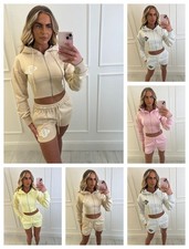 Women's Robyn Shorts Zip Through Long Sleeve Top Shorts Ladies 2pc Co-Ord Set UK