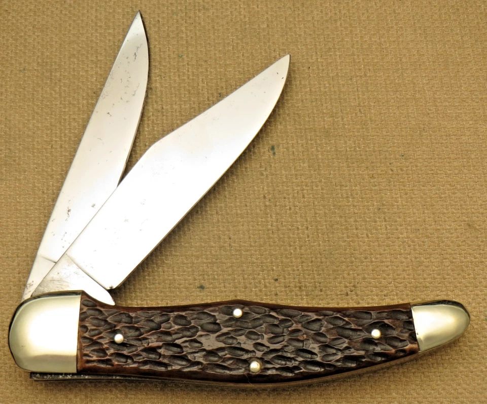 Cuchillo de cazador plegable vintage BOKER Solingen 2020 Yukon - asas de hueso - sin usar Foto 3 de 4