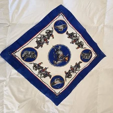 Vintage Blue Wild West Western Rodeo Cowboy Boots & Hat Bandana Square Scarf USA