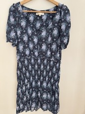 LoveShackFancy Navy Blue Floral Bow Smocked Waist Mini Short Dress Size M
