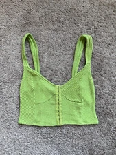 Urban Outfitters Estella Textured Corset Crop Top in Lime Green Size MEDIUM