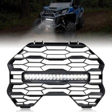 Front Mesh Grill with LED Light Bar for Can-Am Commander 2021 Black Mesh