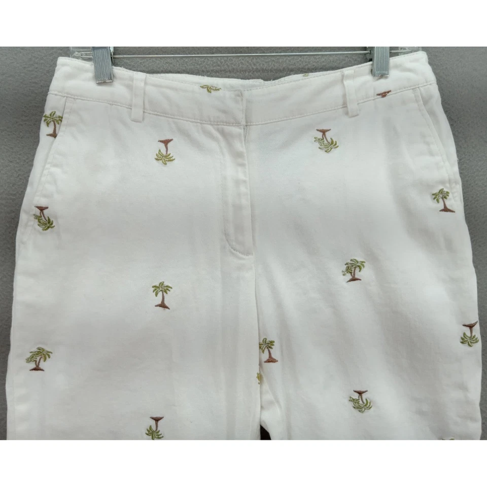 Брюки-капри женские укороченные Pantology с вышивкой белые деревья размер 10 хлопок эластичные - Изображение 3 из 4
