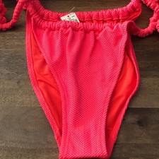 aerie Neon Coral Textured Bikini Bottom