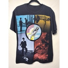 Vintage Pink Floyd Wish You Were Here T Shirt Black Y2K Band Tee Cracked Men M
