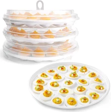 Deviled Egg Containers with Lid, 3PCS Deviled Egg Platter Carrier Holder Trays w
