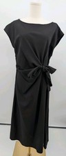 New Cider Black Mock Wrap Knee Length Dress In Size XL LBD Classic Elegant