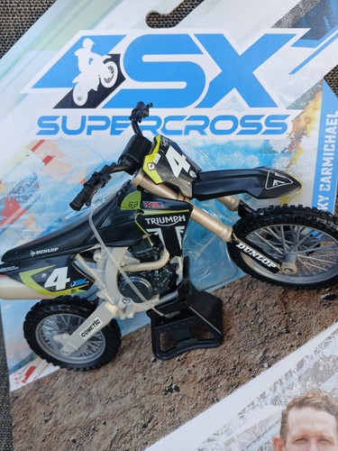 Spin Master SX Supercross Ricky Carmichael Triumph TF 450 Moto X Motorcycle Rare - Picture 2 of 5