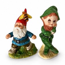VTG Lot Enesco Ceramic Beekeeper Gnome & Left...