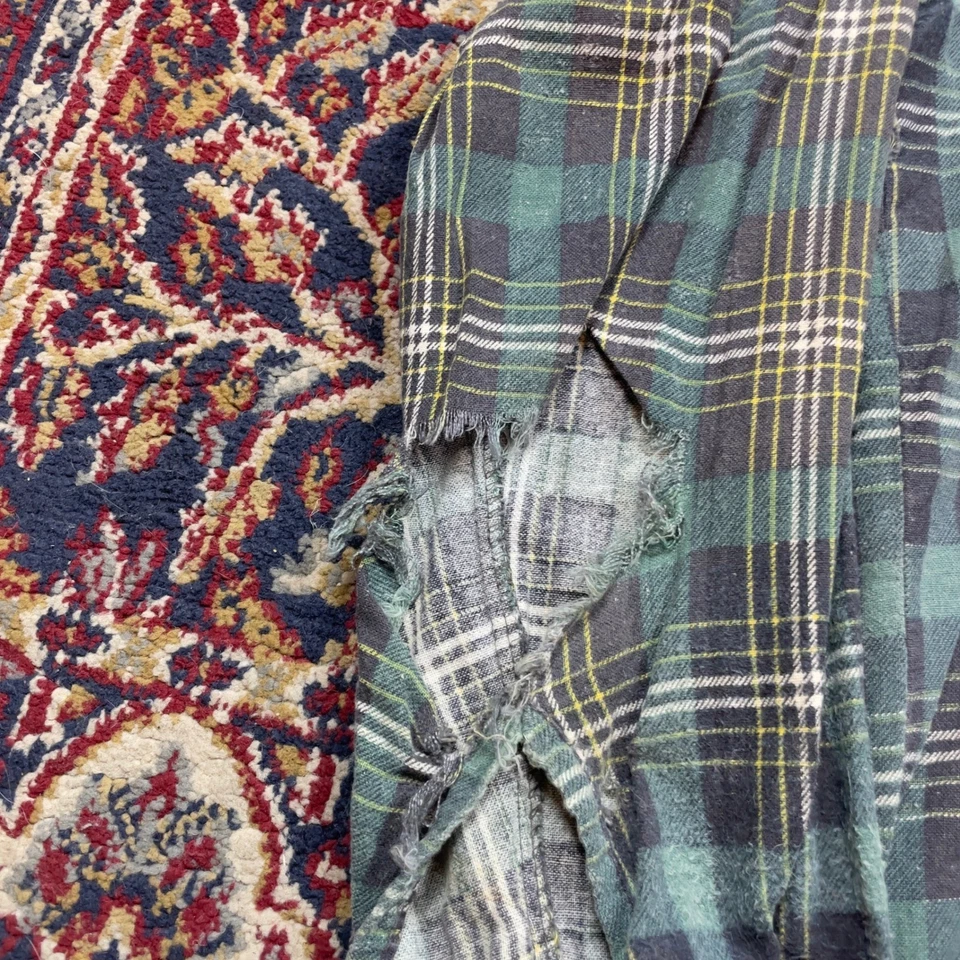 VTG 70s 80s Dickies Men's Plaid Flannel Long Sleeve Shirt Green brown Size M - Image 4 of 4