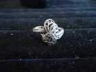 Vintage Sterling Silver 925 and Marcasite Ribbon Ring Size 8