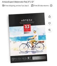 Arteza Watercolor Pads-9 X 12-2 Pack-140 LB-Dual-sided-Acid-Free-NEW-SEALED
