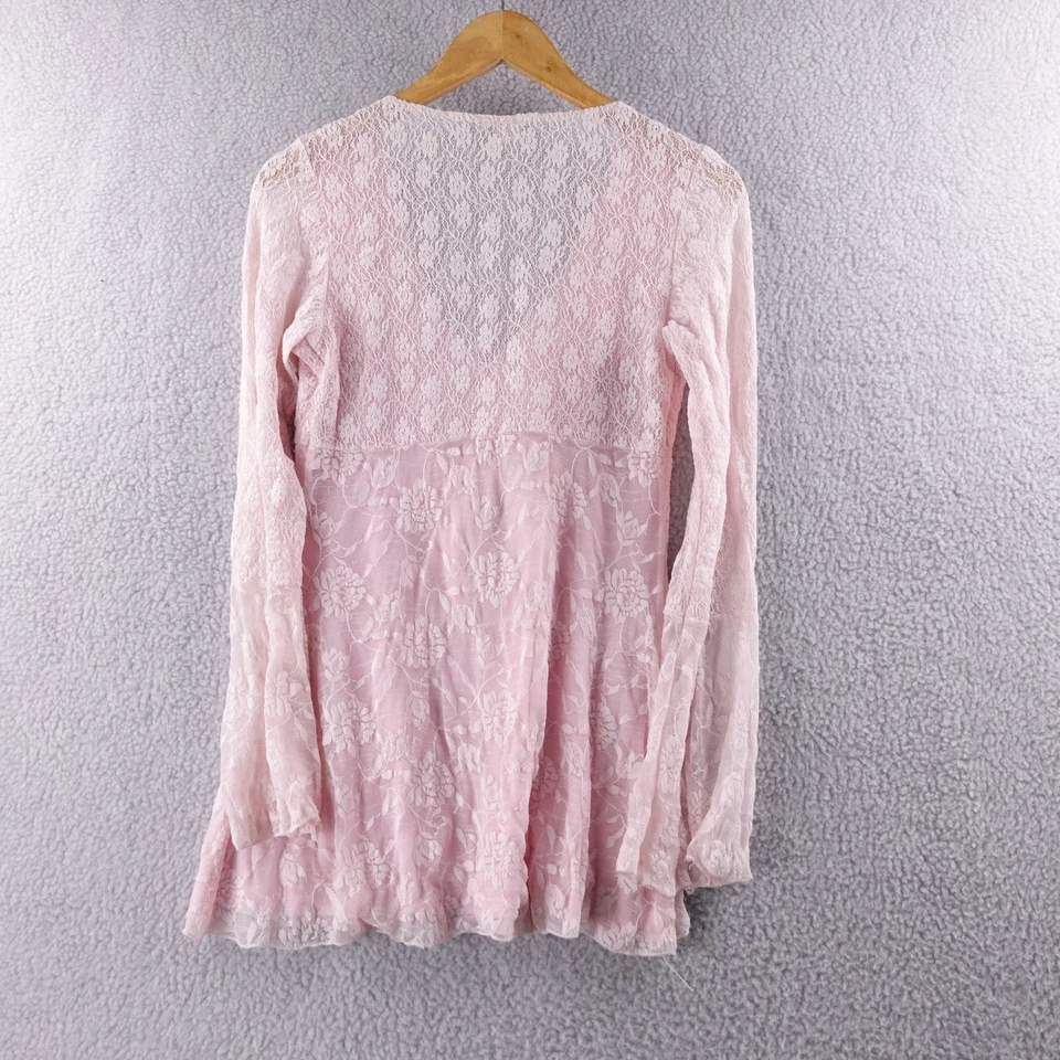 Top túnica vintage tocador rosa encaje Y2K Cottagecore Babydoll para mujer grande Foto 3 de 4