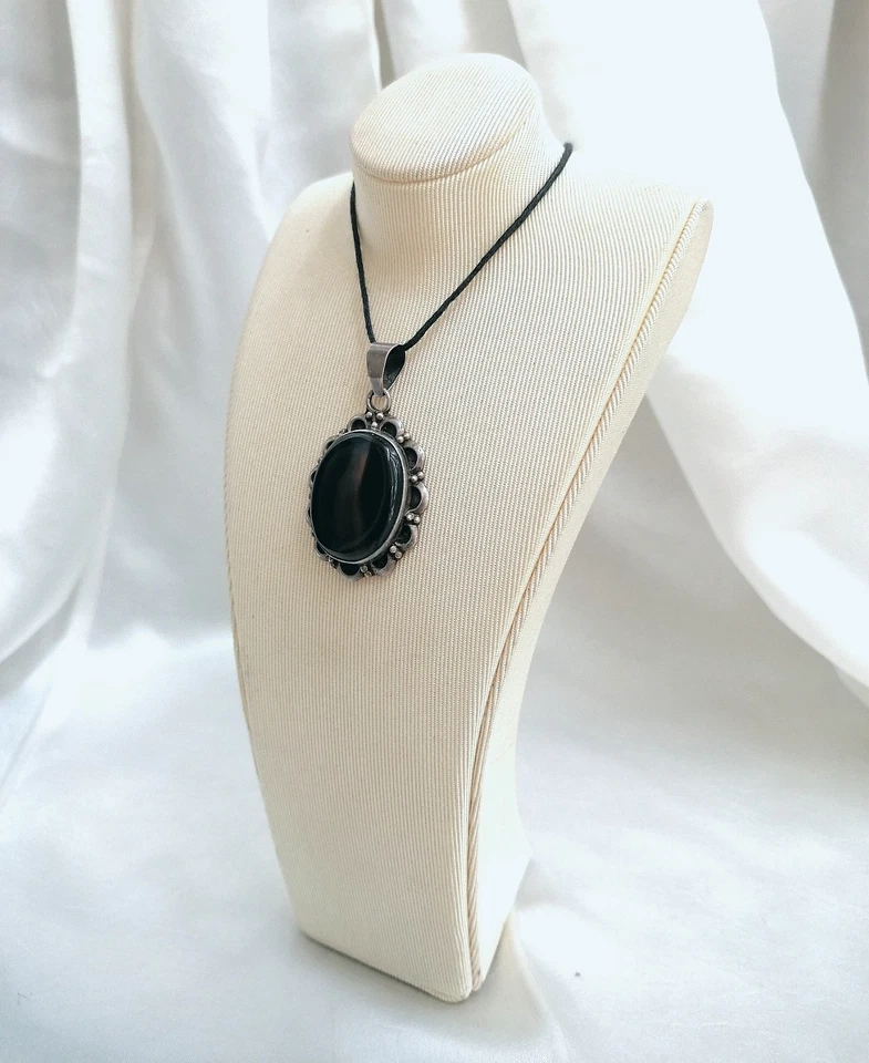 ANTICO BELLISSIMO PENDENTE IN ARGENTO STERLING CON GRANDE AGATA. - Immagine 4 di 4