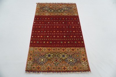 3x5 ft Red Khorjin Afghan Hand Knotted Wool Tribal Area Rug