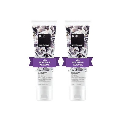 IGK EXPENSIVE Clear Gloss Top Coat | Shine 4.2 Fl Oz (Pack of 2), 