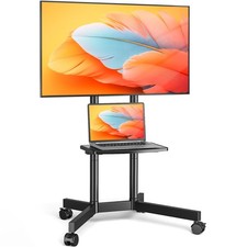 Rolling TV Stand with Upgraded Wheels for 32-75 Inch TVs, Height Adjustable M...