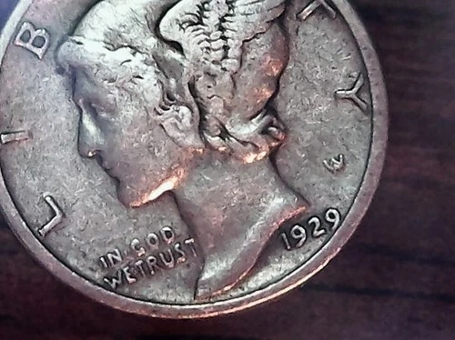 1929-S  SILVER MERCURY DIME - GRADES "VERY FINE"