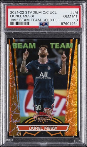 2021-22 TOPPS STADIUM CLUB BEAM TEAM GOLD REFRACTOR #LM LIONEL MESSI /50 PSA 10