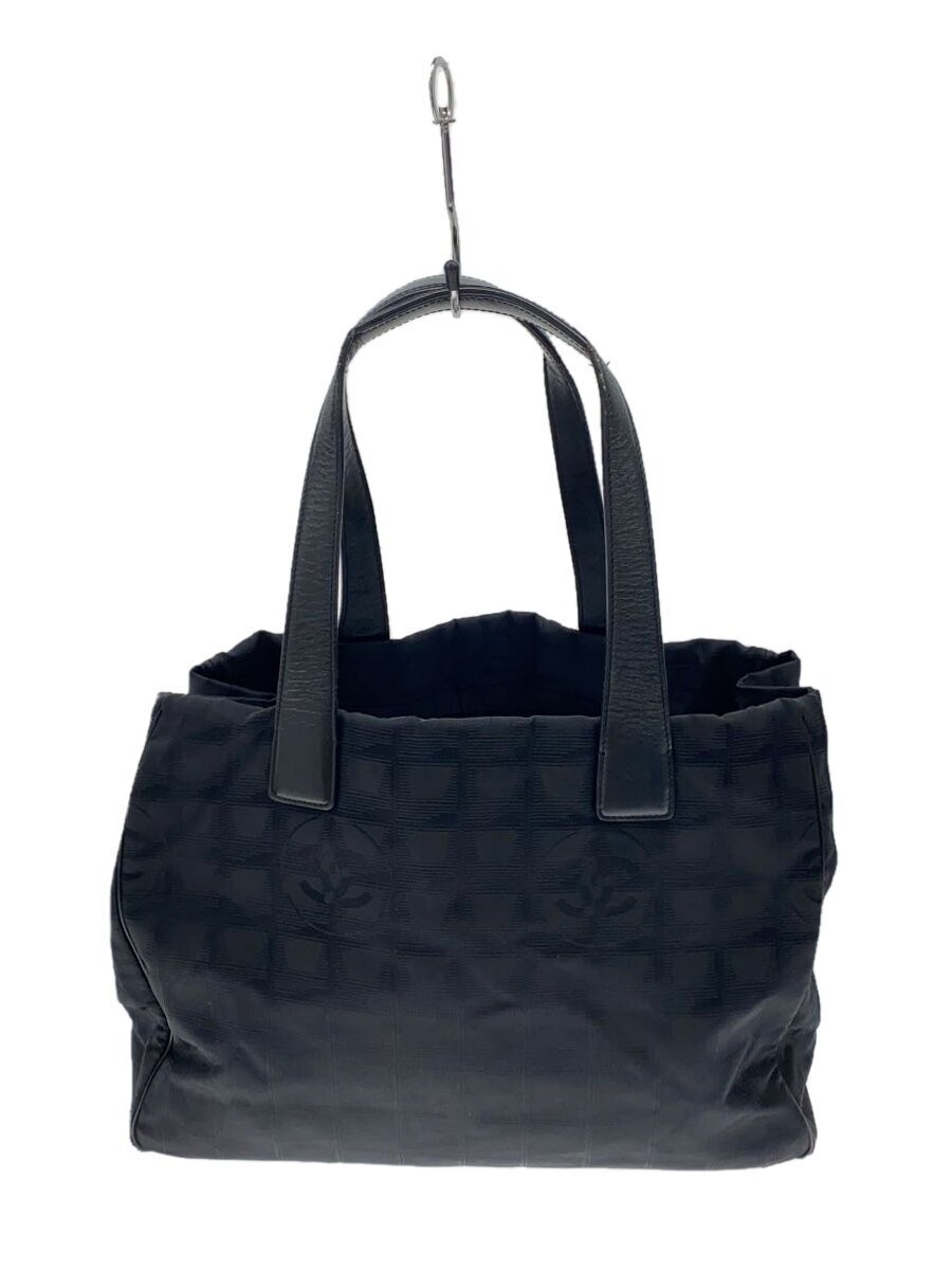 CHANEL Black Travel Line Tote Bag with Corner Scratches & Handle Wear