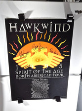 1995 Band Signed...HAWKWIND CONCERT Tour dates POSTER. 17" X 24"