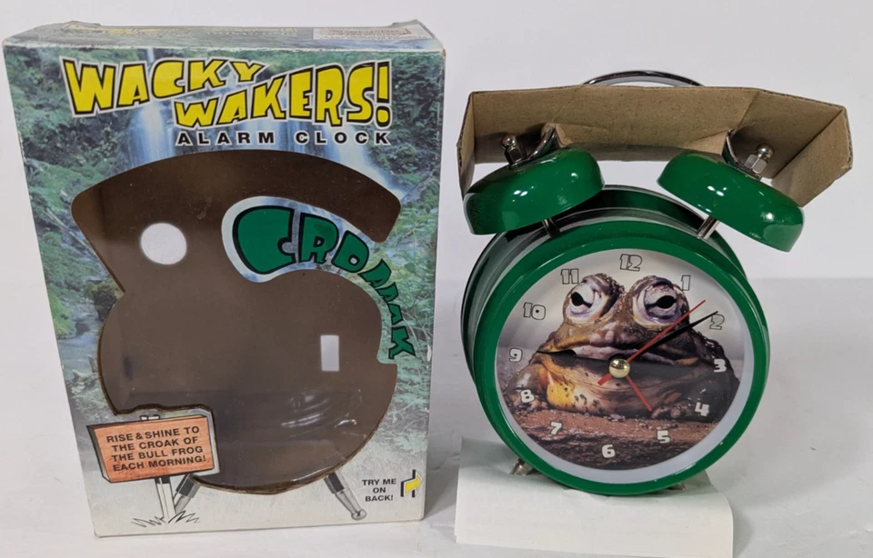 Wacky Wakers Bull Frog Reloj Despertador Croaks Divertido Loco Batería Opt. NUEVO con caja Foto 3 de 4